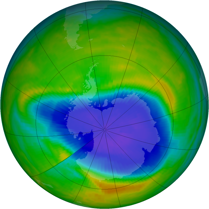 Antarctic ozone map for 18 October 1985
